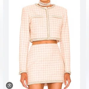 Sold out assignment Bailey Cropped Jacket in Pink Check and matching skirt sz S